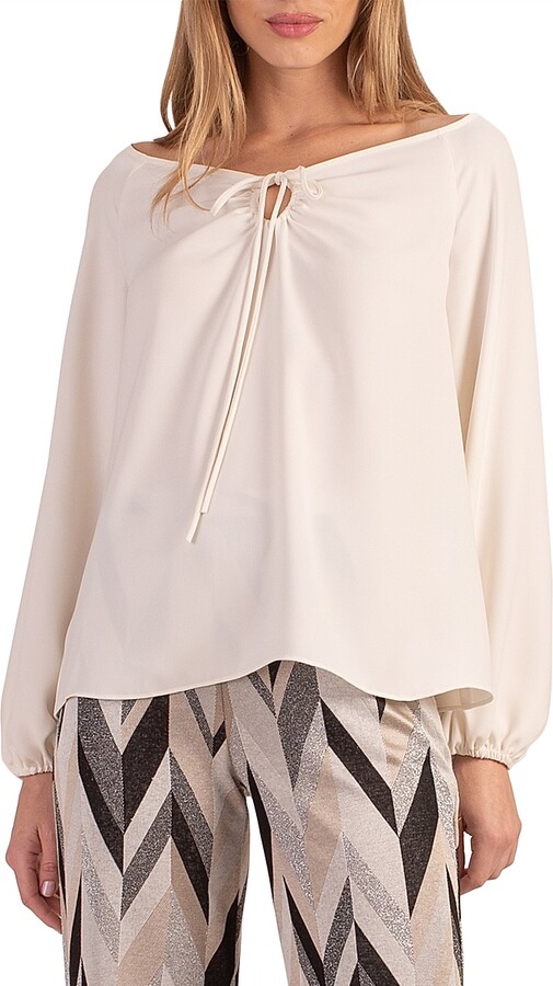 Women's Hydra Self-Tie Boatneck Blouse - Winter White - Size XS