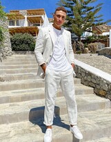 Thumbnail for your product : ASOS DESIGN wedding slim suit pants in white pin stripe