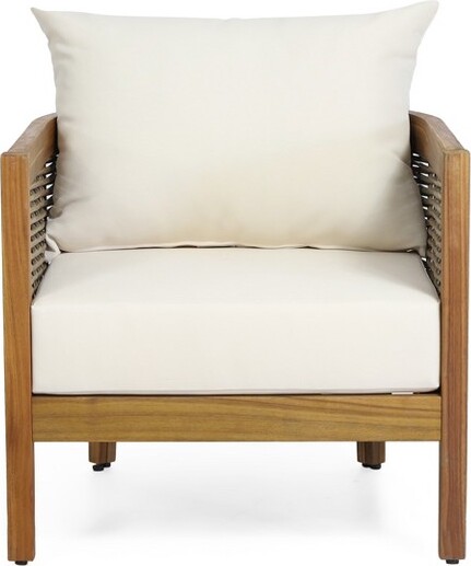 Christopher Knight Home ChristopherKnightHomeBurchettOutdoorAcaciaWoodandRattanClubChairwithCushionsBeige