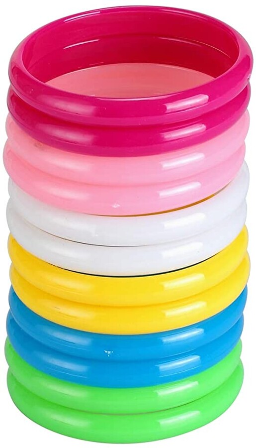 BinaryABC Plastic Bangle Bracelets Candy Color Bracelet Party Favors Pack for Birthday Party 12pcs (Adult Size)