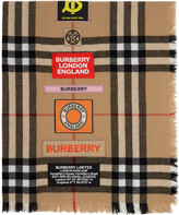 Thumbnail for your product : Burberry Beige Cashmere Giant Check Logo Graphic Scarf