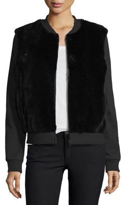Diane von Furstenberg Dylin Fur & Knit Jacket, Black