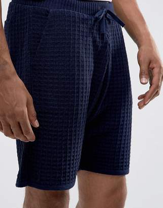 ASOS Textured Shorts In Navy