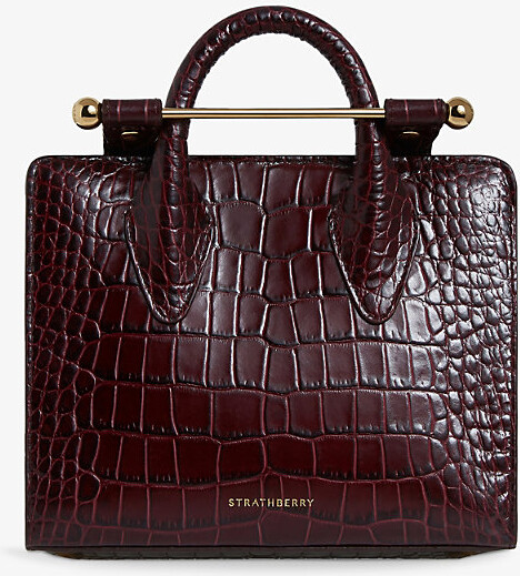 Strathberry Womens Burgundy The Nano Leather Tote Bag