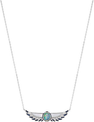 Lalique 18K Scarab Diamond & Sapphire Pendant Necklace