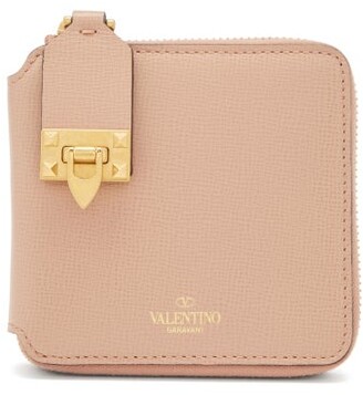 Valentino Garavani Rockstud Ziparound Grained-leather Wallet - Light Pink