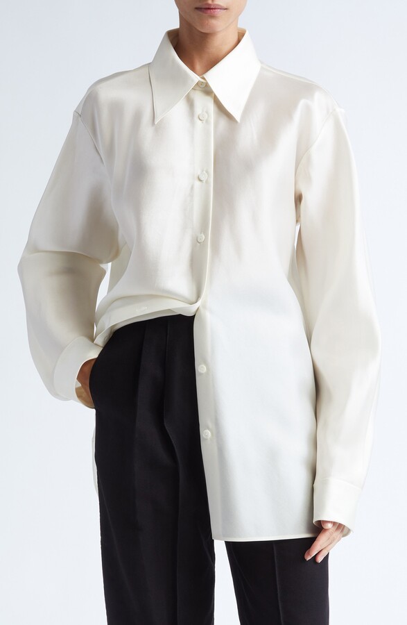 Gia Studios Perle Oversize Vietnamese Silk Button-Up Shirt