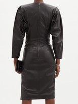 Thumbnail for your product : Isabel Marant Batiki Gathered-leather Tulip-hem Dress - Black