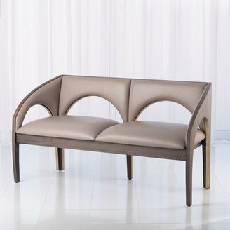 Global Views Arches Bench-Grey Leather