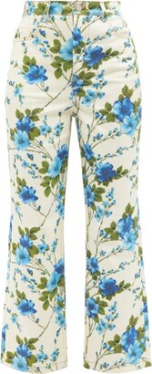 Richard Quinn Sakura Floral-print Straight-leg Jeans