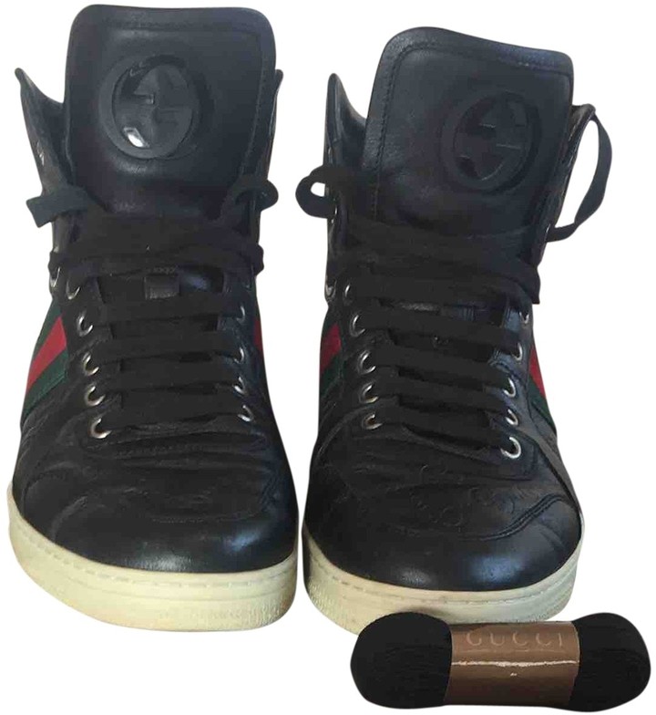 gucci black leather trainers