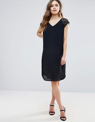 B.young Midi Dress With Lace Sleeve & Open Back