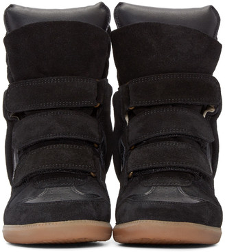Isabel Marant Black Suede Bekett Wedge Sneakers