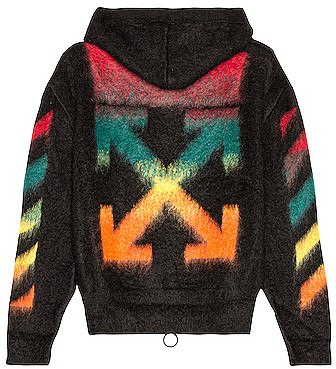 Off-White Diag Brushed Mohair Zip Hoodie in Abstract, Black 