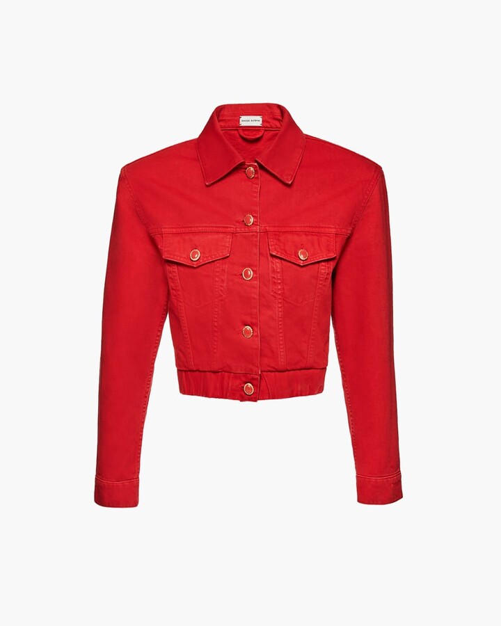 red jean jacket plus size