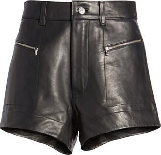 Seven London Zip Pocket Leather Shorts