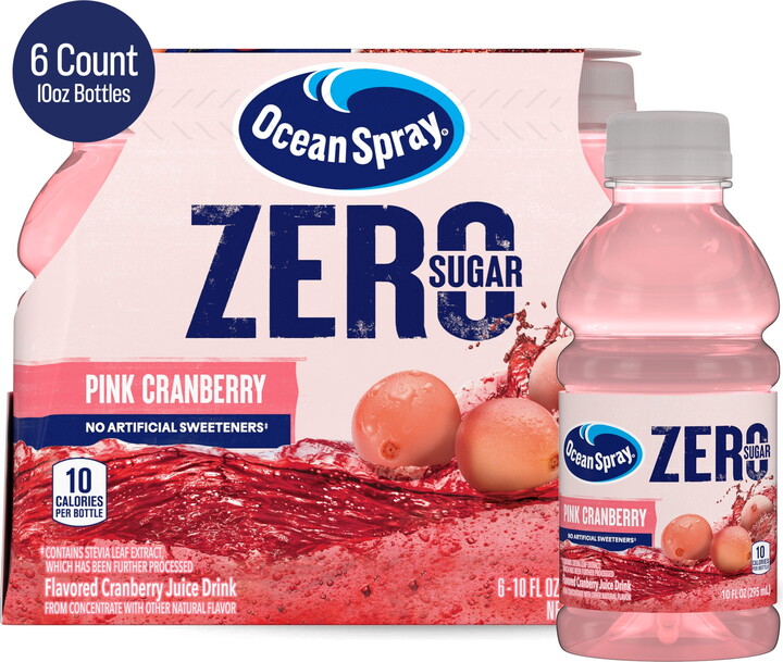 Ocean Spray® ZERO Sugar Pink Cranberry Juice Drink, 10 Fl Oz Bottle, 6 Count
