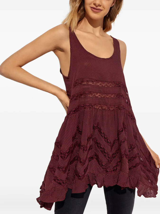 Free People Patterned Ruffled Top