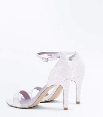 New Look Wide Fit White Glitter Two Part Wedding Sandals