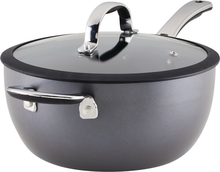 Rachael Ray Cook + Create Hard Anodized Nonstick Saucier with Lid and Helper Handle 4.5 Quart