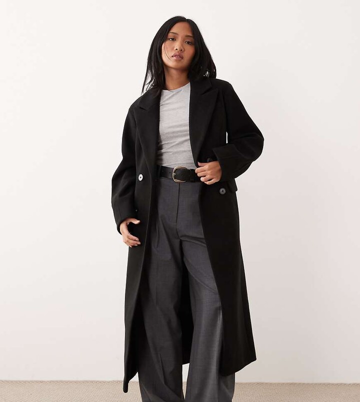 ASOS Petite ASOS DESIGN Petite formal sculpted longline coat in black