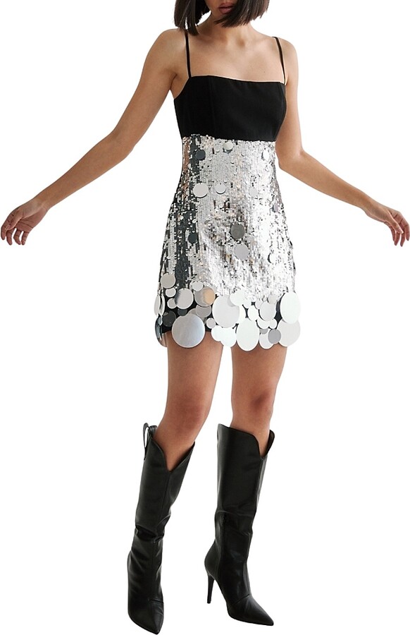 Nasty Gal Sequin Disc Hem Sleeveless Mini Dress