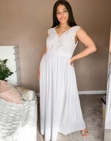 Thumbnail for your product : TFNC Plus lace plunge maxi dress with scalloped back