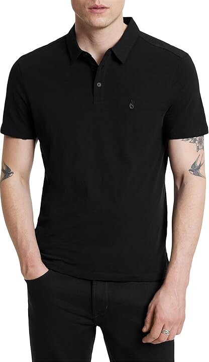 John Varvatos VICTOR POLO Men's Clothing Black : SM, Cotton