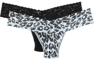 Hanky Panky Signature Set Of Two Stretch-lace Thongs - Black