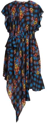 Preen Line Ora Floral And Check Print Woven Dress - Womens - Blue Multi