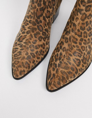 ASOS DESIGN heeled chelsea boots with pointed toe in leopard print