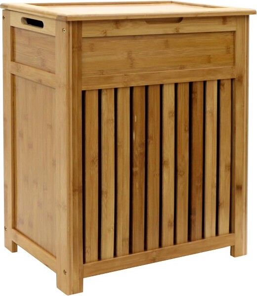 Redmon RedmonBambooTopLoadClothesHamper,FullSizewithHingedLidandHandles