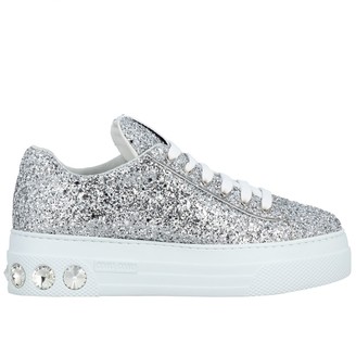 miu miu glitter platform sneakers