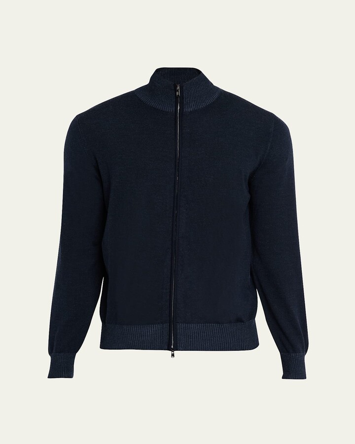 Fioroni Men's Wool Vanise Full-Zip Sweater