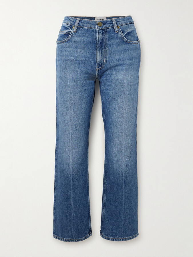 FRAME - The '70s Crop High-rise Bootcut Jeans - Blue