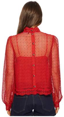 The Kooples Vintage Lace Top with Buttons Women's Blouse