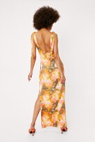 Thumbnail for your product : Nasty Gal Womens Tie Dye Print Tie Shoulder Maxi Slip Dress - Orange - 10