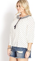 Thumbnail for your product : Forever 21 FOREVER 21+ Dotted Chevron Peasant-Style Top