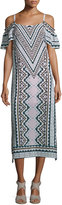 Thumbnail for your product : Nanette Lepore Cold-Shoulder Chevron Midi Dress, Natural/Multi