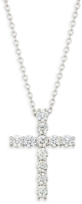 Hearts On Fire 18K White Gold & Diamond Cross Pendant Necklace
