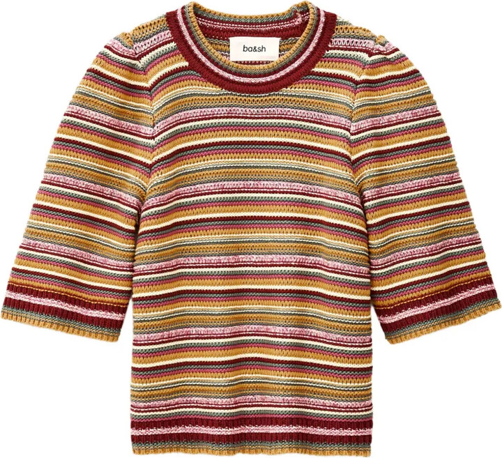 BA&SH Farfaela striped knitted T-shirt