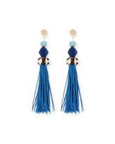 Thumbnail for your product : Akola Bone & Raffia Fringe Drop Earrings, Blue