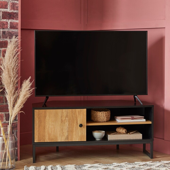 Dunelm Greenwich Corner TV Stand Black and Brown ShopStyle