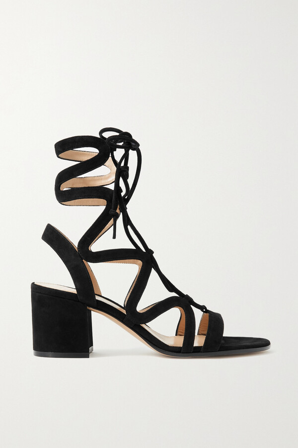 black block heel tie up sandals