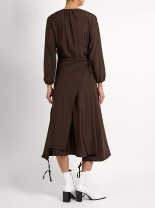Vetements Wrap Skirt Satin Jersey Midi Dress - Womens - Brown