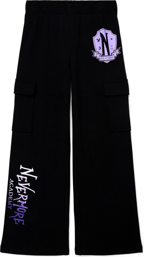 Wednesday Addams Girls Halloween Wide Leg Fleece Pants, Sizes 4-16