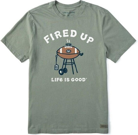 Life is Good Men's Fired Up T-Shirt Medium Moss Green