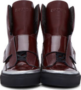 Thumbnail for your product : Raf Simons Sterling Ruby Burgundy Patent & Etched Leather High-Top Sneakers