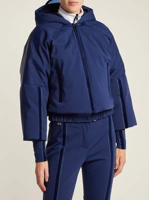 Fendi Hooded Cropped Sleeve Down Ski Jacket - Womens - Navy