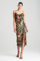 Thumbnail for your product : Natori Yasugi Charmeuse Silk Lace Slit Gown